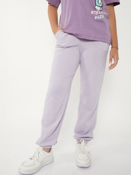max - Girls Solid Joggers-Purple