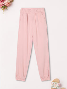 max - Girls Solid Knit Joggers-Pink