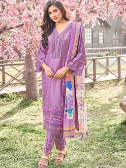 Autumnlane - Ayat Lilac Embroidery Kurta with Pant & Dupatta (Set of 3)