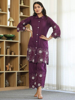 Autumnlane - Bodhi Mulberry Embroidered Kurta with Pant (Set of 2)