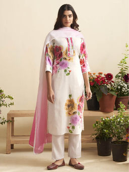 Autumnlane - Lisba Lily Linen Cotton Kurta with Pant & Dupatta (Set of 3)
