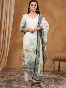 Autumnlane - Sakshi Dove Pure Cotton Kurta with Pant & Dupatta (Set of 3)