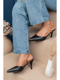 Truffle Collection - Black Solid Stiletto Heels