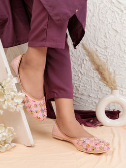 Truffle Collection - Pink Embellished Juttis