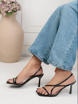 Truffle Collection - Black Solid Stiletto Heels