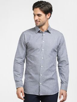 Selected - Men Striped Formal Grey Shirt