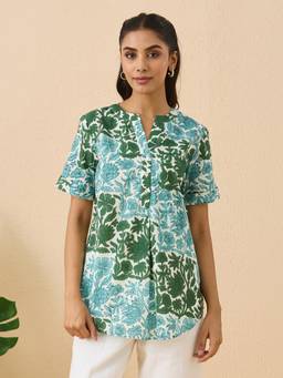 Fabindia - White Cotton Hand Block Printed Tunic