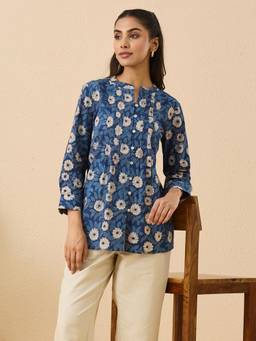 Fabindia - Blue Cotton Dabu Tunic