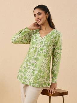 Fabindia - Green Cotton Silk Tunic