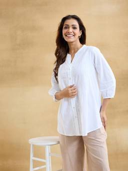 Fabindia - White Cotton Chikankari Tunic
