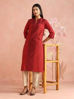 Fabindia - Red Cotton Long Kurta