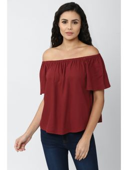 Van Heusen - Womens Solid Maroon Top