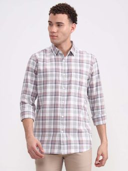 JadeBlue - Men Mauve Checked Casual Shirt