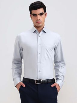 JadeBlue - Men Grey Textured Formal Shirt