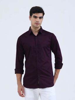 JadeBlue - Men Wine Slim Fit Casual Shirt