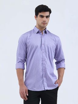 Greenfibre - Men Purple Printed Cotton Stretch Shirt