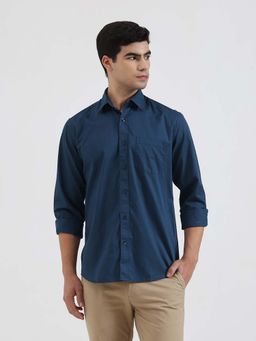Greenfibre - Men Blue Solid Slim Fit Casual Shirt