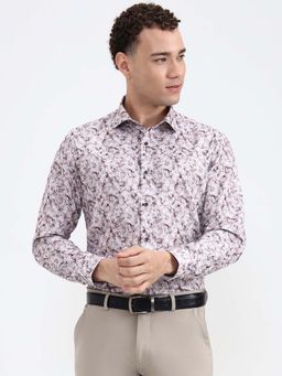 Greenfibre - Men Brown and White Printed Party Wear Shirt