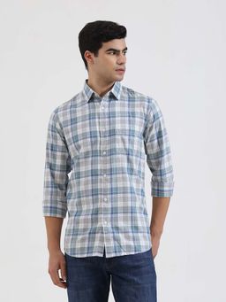 JadeBlue - Men Blue Checked Casual Shirt