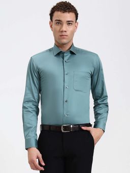 Metal - Men Green Slim Fit Formal Shirt