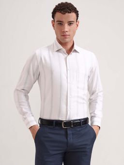 Metal - Men White Striped Formal Shirt