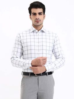 Metal - White Checked Slim Fit Formal Shirt