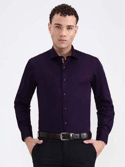 Wyre - Men Purple Solid Slim Fit Formal Shirt