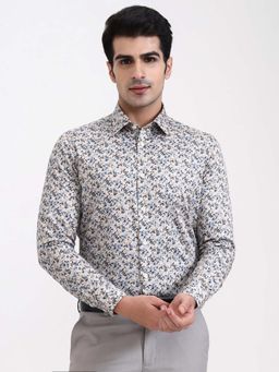 Wyre - Men Cream Printed Party Wear Shirt