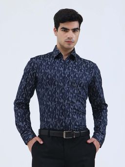 JadeBlue - Youth Men Blue Printed Formal Shirt