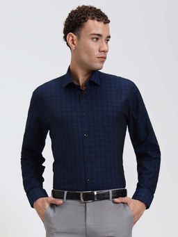 Greenfibre - Men Blue Checked Formal Shirt