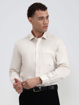 Metal - Men Cream Slim Fit Formal Shirt