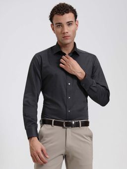 JadeBlue - Super Luxe Men Charcoal Solid Formal Shirt