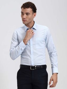 JadeBlue - Youth Men Slim Fit Blue Printed Formal Shirt