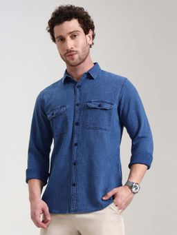JadeBlue - Men Navy Blue Casual Shirt