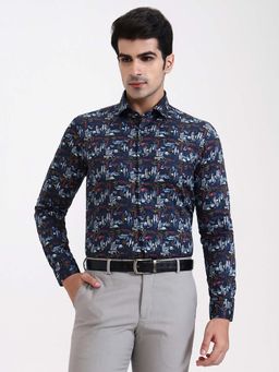 Wyre - Men Blue Printed Party Wear Shirt