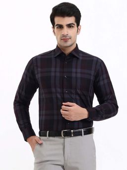 Metal - Maroon Checks Slim Fit Formal Shirt