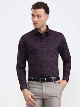 Greenfibre - Dark Burgundy Checked Slim Fit Formal Shirt