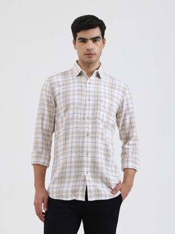 JadeBlue - Men Beige Checked Casual Shirt