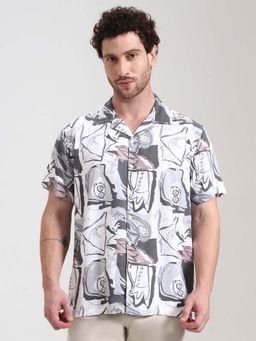 Greenfibre - Men White Printed Casual Shirt