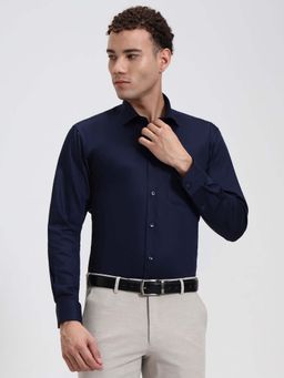Metal - Men Navy Blue Slim Fit Formal Shirt