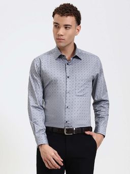 JadeBlue - Men Grey Printed Formal Shirt