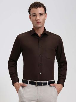 Metal - Men Brown Slim Fit Formal Shirt