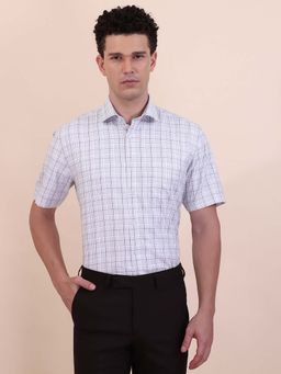 Greenfibre - Men White and Grey Checked Formal Shirt