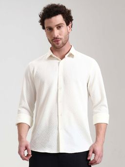 Wyre - Men Cream Slim Fit Party Wear Shirt