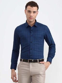 JadeBlue - Youth Navy Blue Checked Formal Shirt