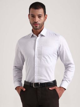 JadeBlue - Men White Printed Formal Shirt