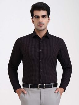 Greenfibre - Men Brown Checked Slim Fit Formal Shirt