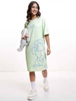 TOKYO TALKIES - Women Disney Thumper Graphic Printed Boxy Mini Cotton T-Shirt Dress