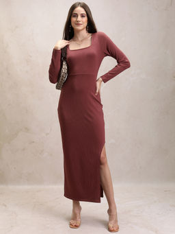TOKYO TALKIES - Square Neck Long Sleeves Maxi Dress