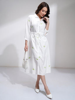 TOKYO TALKIES - Embroidered Shirt Midi Dress